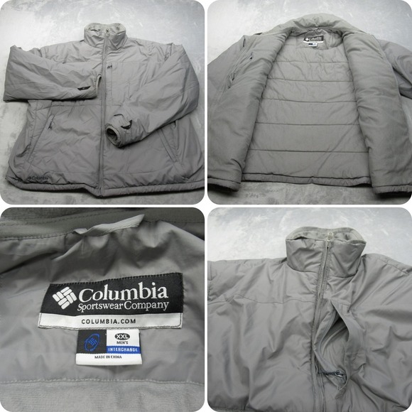 Columbia Puffer Jacket Mens XXL Gray Interchange Coat Full Zip Winter Insulated - Picture 1 of 12